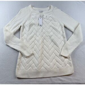 Sonoma Sweater Womens Small Ivory Lattice Stitch Long Sleeve Tunic Pullover NWT